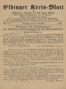 Kreis-Blatt des Königlich Preußischen Landraths-Amtes zu Elbing, Nr. 80 Freitag 10 Oktober 1890