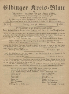 Kreis-Blatt des Königlich Preußischen Landraths-Amtes zu Elbing, Nr. 81 Dienstag 14 Oktober 1890