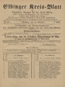 Kreis-Blatt des Königlich Preußischen Landraths-Amtes zu Elbing, Nr. 82 Freitag 17 Oktober 1890