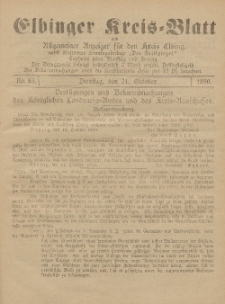 Kreis-Blatt des Königlich Preußischen Landraths-Amtes zu Elbing, Nr. 84 Freitag 24 Oktober 1890