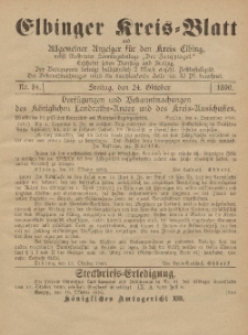 Kreis-Blatt des Königlich Preußischen Landraths-Amtes zu Elbing, Nr. 85 Dienstag 28 Oktober 1890