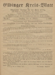 Kreis-Blatt des Königlich Preußischen Landraths-Amtes zu Elbing, Nr. 86 Freitag 31 Oktober 1890