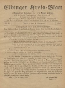 Kreis-Blatt des Königlich Preußischen Landraths-Amtes zu Elbing, Nr. 88 Freitag 7 November 1890