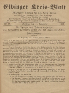 Kreis-Blatt des Königlich Preußischen Landraths-Amtes zu Elbing, Nr. 90 Freitag 14 November 1890