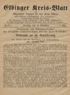 Kreis-Blatt des Königlich Preußischen Landraths-Amtes zu Elbing, Nr. 100 Dienstag 23 Dezember 1890