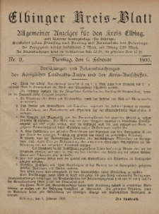 Kreis-Blatt des Königlich Preußischen Landraths-Amtes zu Elbing, Nr. 11 Dienstag 6 Februar 1900