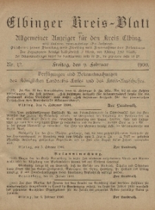 Kreis-Blatt des Königlich Preußischen Landraths-Amtes zu Elbing, Nr. 12 Freitag 9 Februar 1900