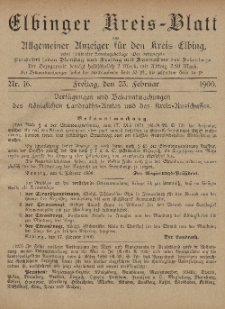 Kreis-Blatt des Königlich Preußischen Landraths-Amtes zu Elbing, Nr. 16 Freitag 23 Februar 1900