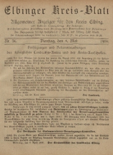 Kreis-Blatt des Königlich Preußischen Landraths-Amtes zu Elbing, Nr. 37 Dienstag 8 Mai 1900