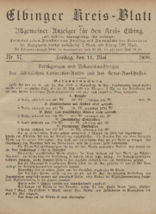 Kreis-Blatt des Königlich Preußischen Landraths-Amtes zu Elbing, Nr. 38 Freitag 11 Mai 1900
