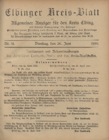 Kreis-Blatt des Königlich Preußischen Landraths-Amtes zu Elbing, Nr. 51 Dienstag 26 Juni 1900
