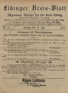 Kreis-Blatt des Königlich Preußischen Landraths-Amtes zu Elbing, Nr. 56 Freitag 13 Juli 1900