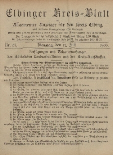 Kreis-Blatt des Königlich Preußischen Landraths-Amtes zu Elbing, Nr. 57 Dienstag 17 Juli 1900