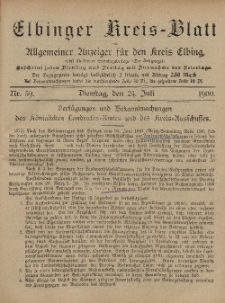 Kreis-Blatt des Königlich Preußischen Landraths-Amtes zu Elbing, Nr. 59 Dienstag 24 Juli 1900