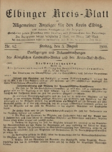 Kreis-Blatt des Königlich Preußischen Landraths-Amtes zu Elbing, Nr. 62 Freitag 3 August 1900