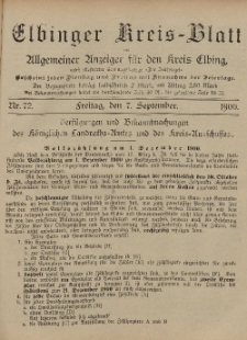 Kreis-Blatt des Königlich Preußischen Landraths-Amtes zu Elbing, Nr. 72 Freitag 7 September 1900