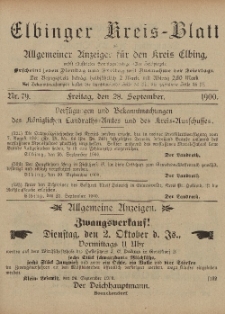 Kreis-Blatt des Königlich Preußischen Landraths-Amtes zu Elbing, Nr. 79 Freitag 28 September 1900