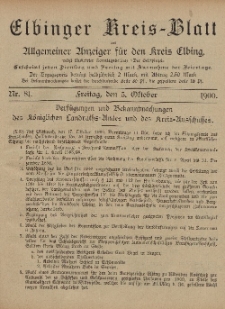 Kreis-Blatt des Königlich Preußischen Landraths-Amtes zu Elbing, Nr. 81 Freitag 5 Oktober 1900