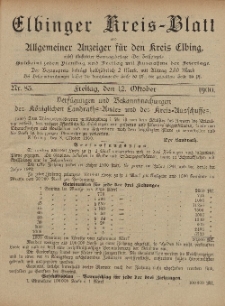 Kreis-Blatt des Königlich Preußischen Landraths-Amtes zu Elbing, Nr. 83 Freitag 12 Oktober 1900