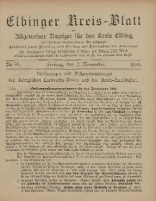 Kreis-Blatt des Königlich Preußischen Landraths-Amtes zu Elbing, Nr. 89 Freitag 2 November 1900