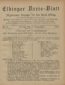 Kreis-Blatt des Königlich Preußischen Landraths-Amtes zu Elbing, Nr. 93 Freitag 16 November 1900