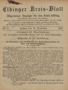 Kreis-Blatt des Königlich Preußischen Landraths-Amtes zu Elbing, Nr. 95 Freitag 23 November 1900