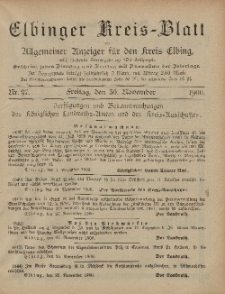 Kreis-Blatt des Königlich Preußischen Landraths-Amtes zu Elbing, Nr. 97 Freitag 30 November 1900