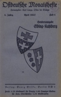 Ostdeutsche Monatshefte Nr. 1, April 1927, 8 Jahrgang