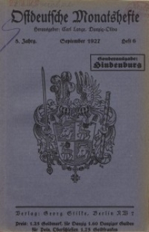 Ostdeutsche Monatshefte Nr. 6, September 1927, 8 Jahrgang