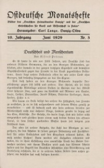 Ostdeutsche Monatshefte Nr. 3, Juni 1929, 10 Jahrgang