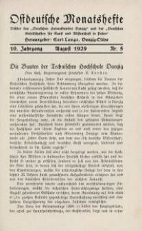 Ostdeutsche Monatshefte Nr. 5, August 1929, 10 Jahrgang