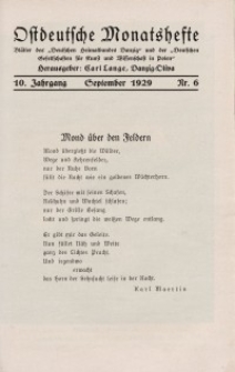 Ostdeutsche Monatshefte Nr. 6, September 1929, 10 Jahrgang