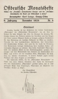 Ostdeutsche Monatshefte Nr. 8, November 1928, 9 Jahrgang