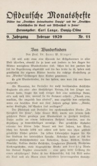 Ostdeutsche Monatshefte Nr. 11, Februar 1929, 10 Jahrgang