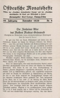 Ostdeutsche Monatshefte Nr. 8, November 1929, 10 Jahrgang