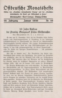Ostdeutsche Monatshefte Nr. 10, Januar 1930, 10 Jahrgang