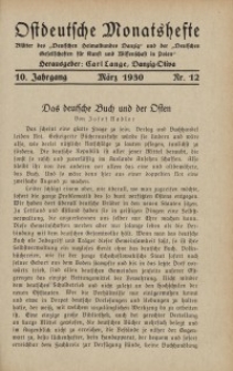 Ostdeutsche Monatshefte Nr. 12, März 1930, 10 Jahrgang