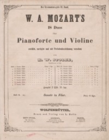 18 Duos für Pianoforte und Violine. Sonate VIII in Fdur. Heft 8.