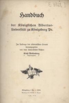 Handbuch der Königlichen Albertus-Universität zu Königsberg Pr.