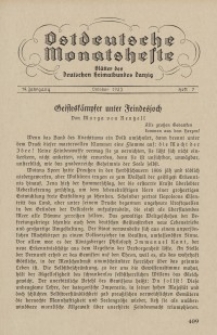 Ostdeutsche Monatshefte Nr. 7, Oktober 1933, 14 Jahrgang