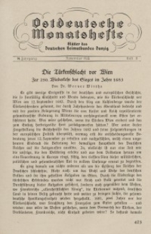 Ostdeutsche Monatshefte Nr. 8, November 1933, 14 Jahrgang