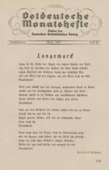 Ostdeutsche Monatshefte Nr. 12, März 1934, 14 Jahrgang