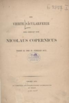 Die vierte Säcularfeier der Geburt von Nicolaus Copernicus