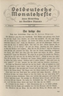 Ostdeutsche Monatshefte Nr. 3, Juni 1936, 17 Jahrgang