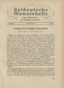 Ostdeutsche Monatshefte Nr. 8, November 1936, 17 Jahrgang