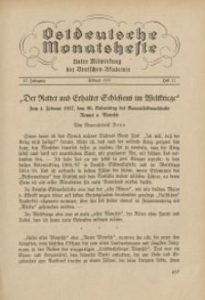 Ostdeutsche Monatshefte Nr. 11, Februar 1937, 17 Jahrgang