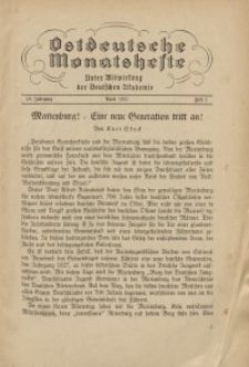 Ostdeutsche Monatshefte Nr. 1, April 1937, 18 Jahrgang