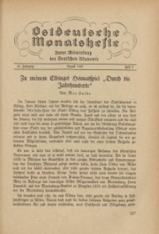 Ostdeutsche Monatshefte Nr. 5, August 1937, 18 Jahrgang