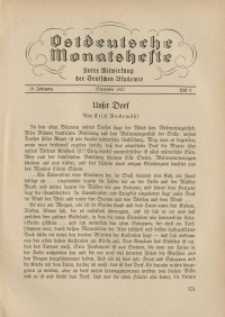 Ostdeutsche Monatshefte Nr. 6, September 1937, 18 Jahrgang