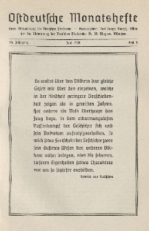 Ostdeutsche Monatshefte Nr. 3, Juni 1938, 19 Jahrgang